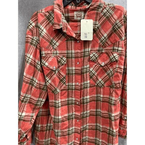 Levi's Women's Plus Size Dylan Relaxed Western Shirt - Burnt Sienna 2X - Picture 2 of 7
